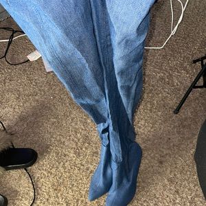 Denim Thigh high boots